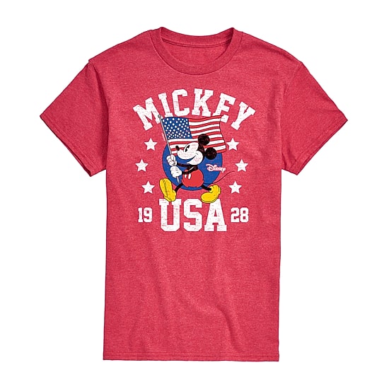 Mens Short Sleeve Americana Mickey Mouse Graphic T-Shirt