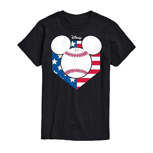 Airwaves Men's Disney Mickey Mouse Baseball Short Sleeve T-Shirt - Black