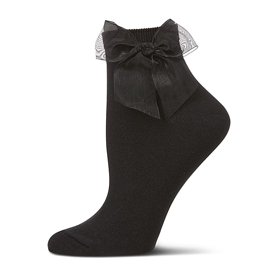 MeMoi Tulle Bow Womens 1 Pair Quarter Ankle Socks