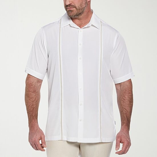 Cubavera Pick Stitch Mens Short Sleeve Regular Fit Big and Tall Button-Down Shirt