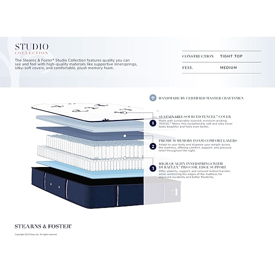 Stearns and Foster Studio 14" Medium Tight Top - Mattress + Box Spring