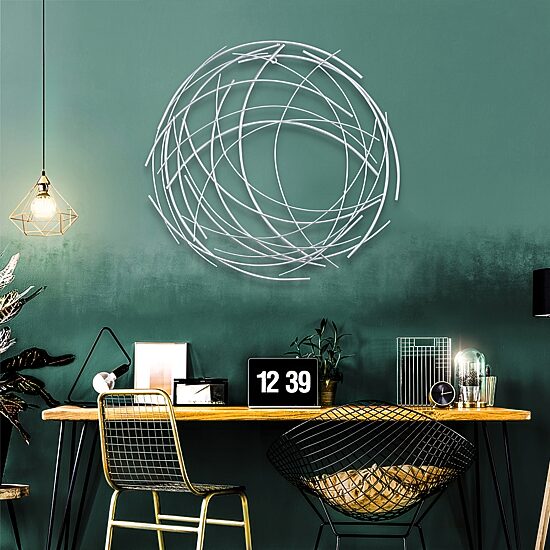 Cheungs Silver Abstract Round Metal Wall Art