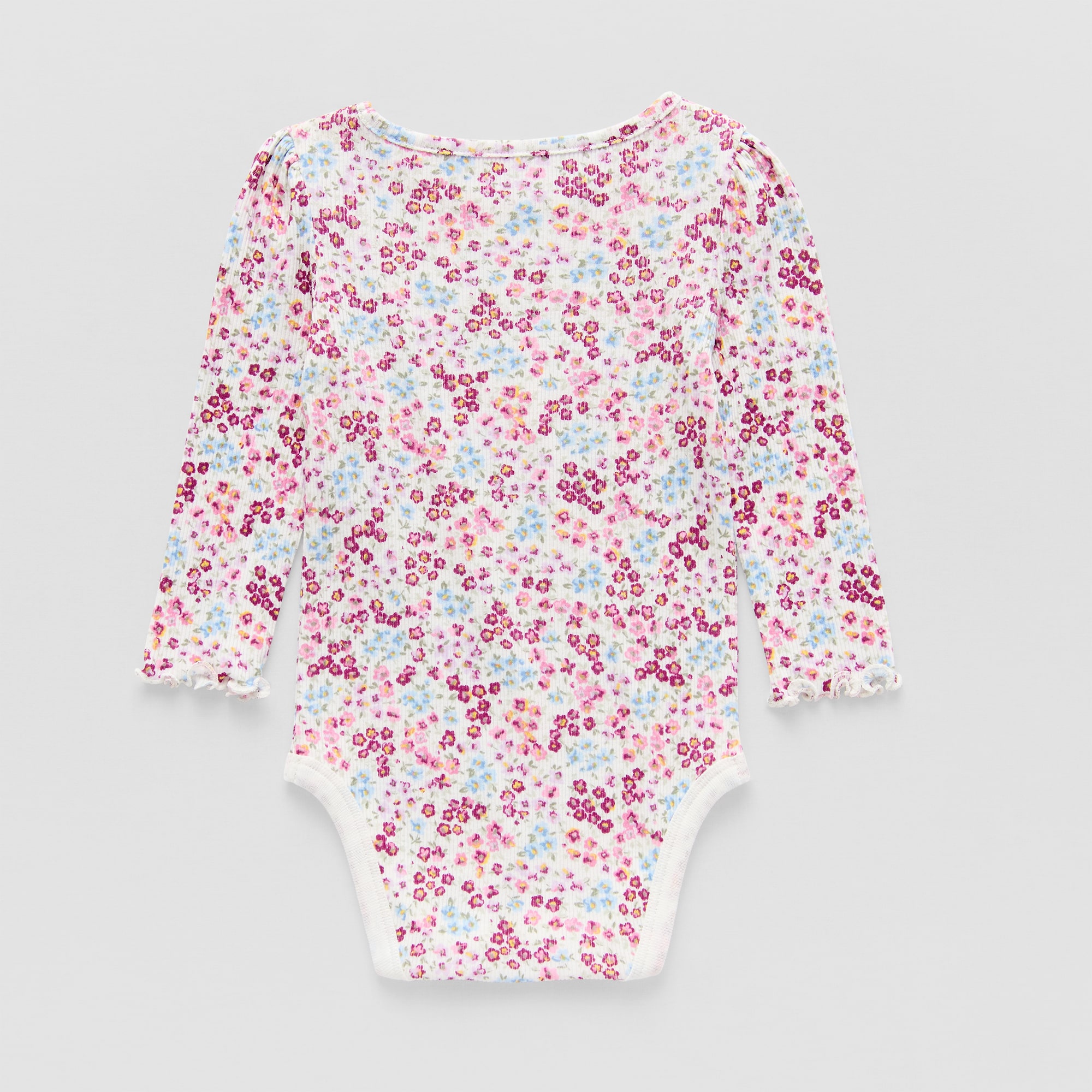 Okie Dokie Baby Girls Round Neck Long Sleeve Rib Bodysuit