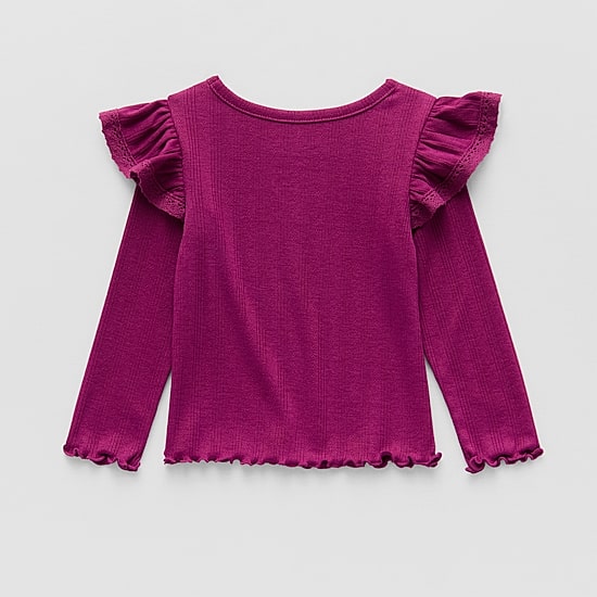 Okie Dokie Baby Girls Round Neck Long Sleeve T-Shirt