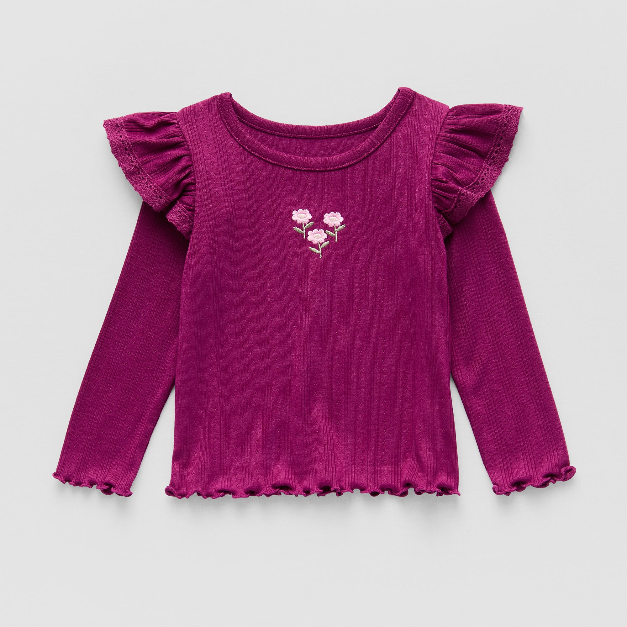 Okie Dokie Baby Girls Round Neck Long Sleeve T-Shirt