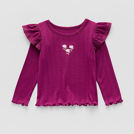 Okie Dokie Baby Girls Round Neck Long Sleeve T-Shirt