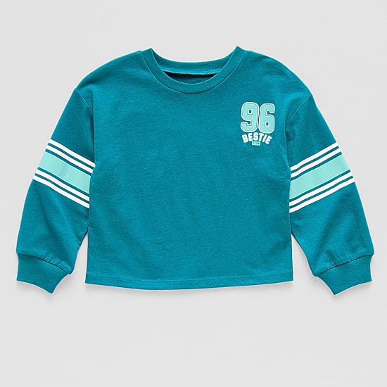 Okie Dokie Active Toddler & Little Girls Round Neck Long Sleeve Regular Fit Graphic T-Shirt