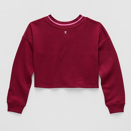 Xersion Little & Big Kid Girls V Neck Fleece Long Sleeve Sweatshirt