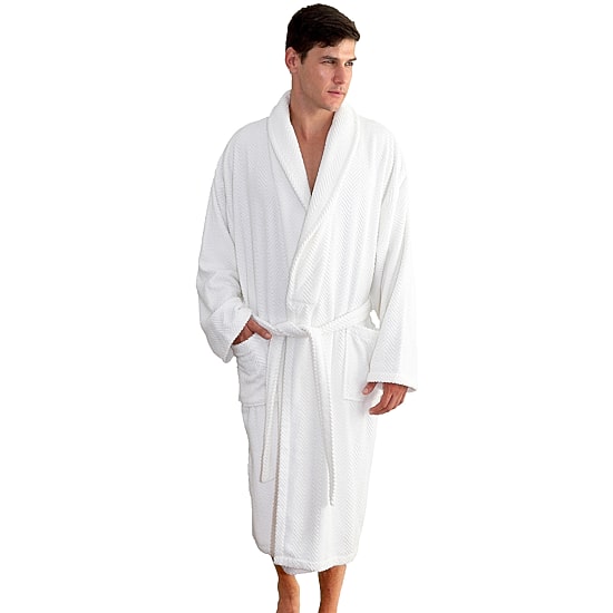 Linum Home Textiles Herringbone Weave Bathrobe Unisex Adult Long Sleeve Long Length Robe