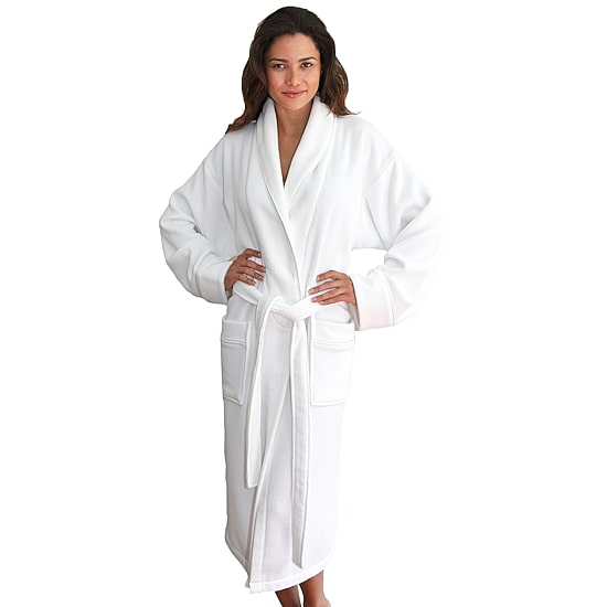 Linum Home Textiles Waffle Terry Bathrobe Unisex Adult Long Length Long Sleeve Robe