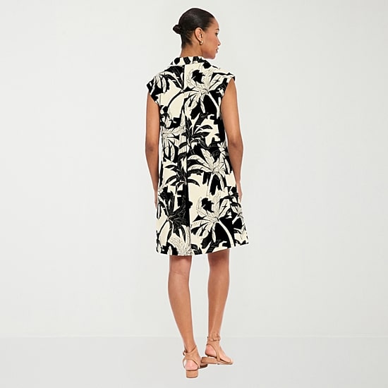 London Times Womens Notch Neck Short Sleeve Leaf Shift Dress