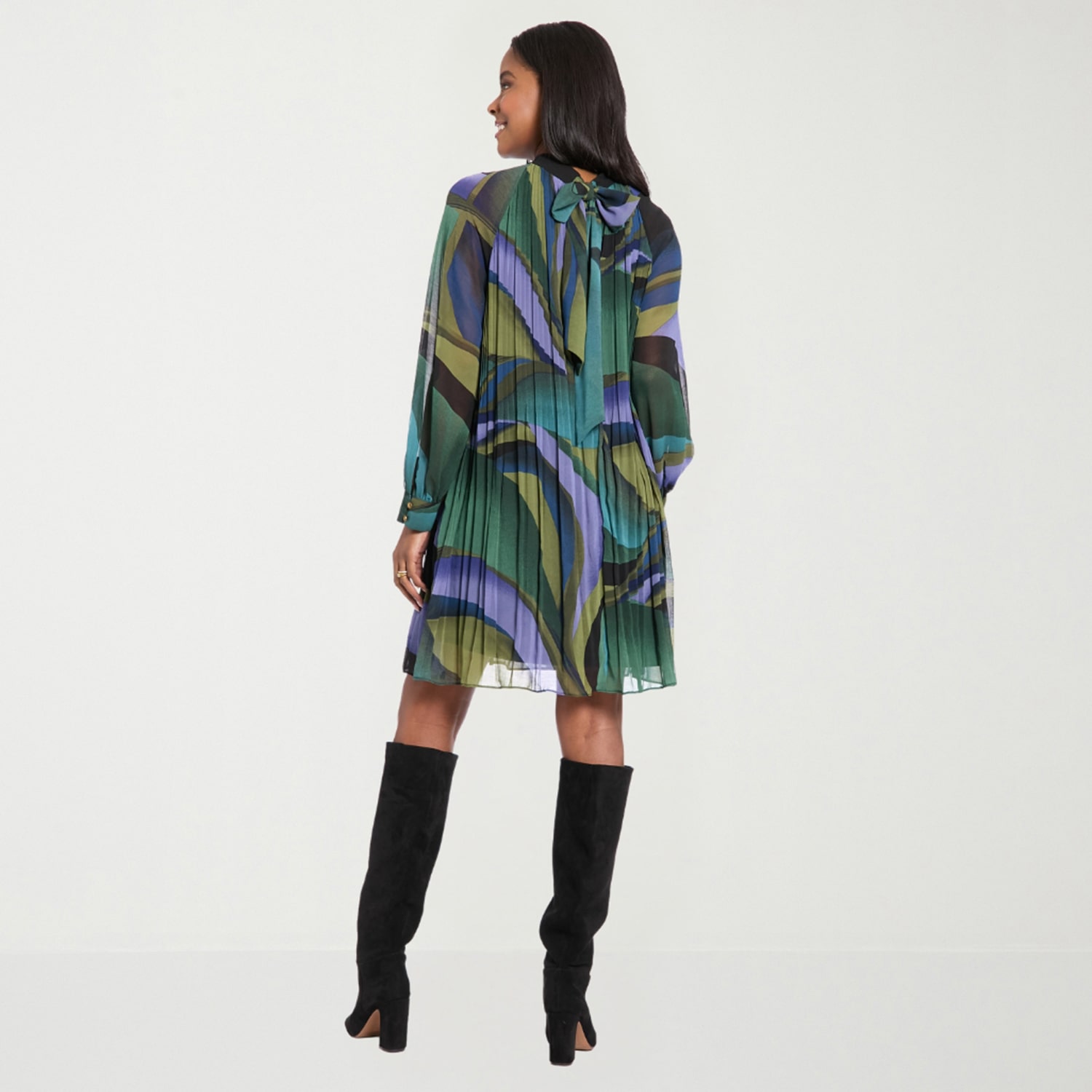 London Times Womens Mock Neck Long Sleeve Abstract Shift Dress