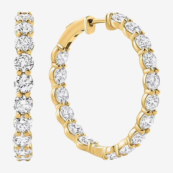 Womens 7 Ct. Lab Grown White Diamond 14K Gold 26.4mm Round Hoop Earrings