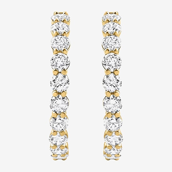 Womens 7 Ct. Lab Grown White Diamond 14K Gold 26.4mm Round Hoop Earrings