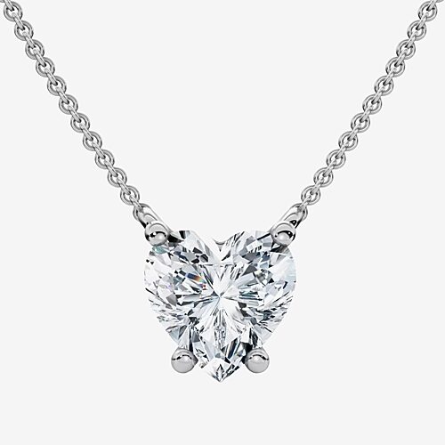 Womens 3 CT. Lab Grown White Diamond 14K Gold Heart 18 Inch Pendant Necklace, One Size, White