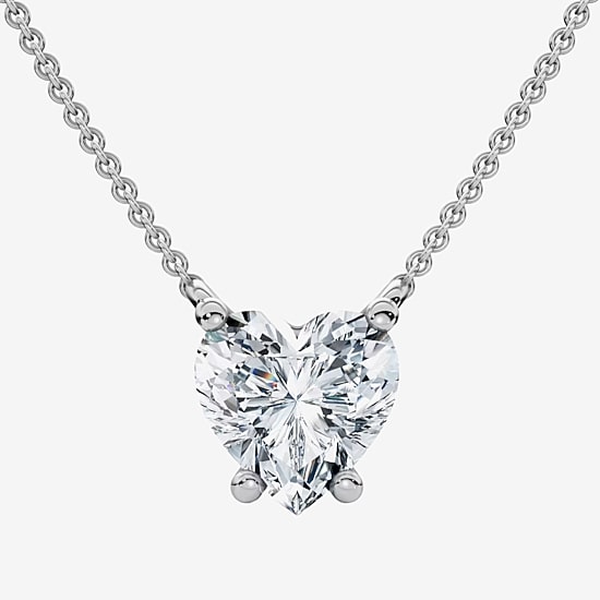 Womens 3 CT. Lab Grown White Diamond 14K Gold Heart 18 Inch Pendant Necklace