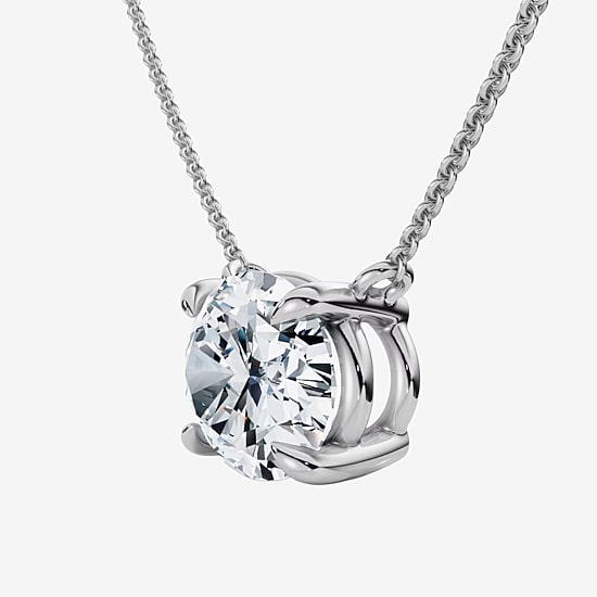 Womens 2 CT. Lab Grown White Diamond 14K Gold Oval 18 Inch Pendant Necklace