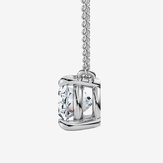 Womens 2 CT. Lab Grown White Diamond 14K Gold Oval 18 Inch Pendant Necklace