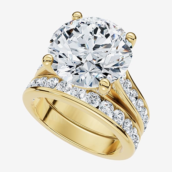 (F-G /Vs1-Vs2) Womens 6 CT. T.W. Lab Grown White Diamond 10K Gold Round Side Stone Bridal Set