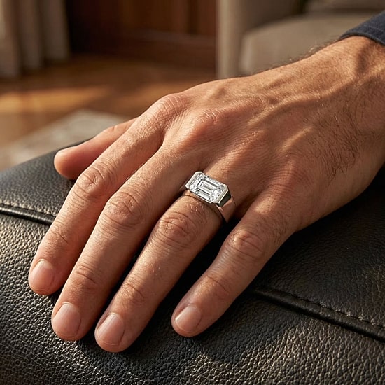 (F-G /Vs1-Vs2) Mens 3 CT. Lab Grown White Diamond 14K Gold Solitaire Engagement Ring