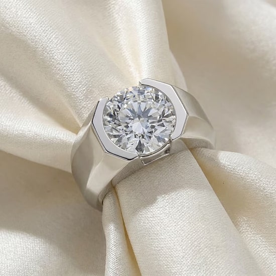 (F-G /Vs1-Vs2) Mens 5 CT. T.W. Lab Grown White Diamond 14K Gold Round Solitaire Engagement Ring