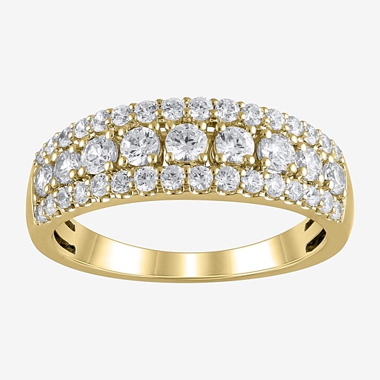 (F / Vs2) Womens 1 CT. T.W. Lab Grown White Diamond 10K Gold Anniversary Wedding Band
