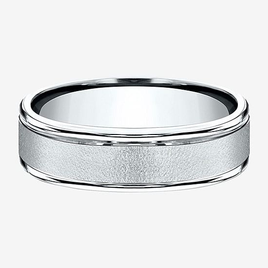  Mens 10K White Gold 6mm Band