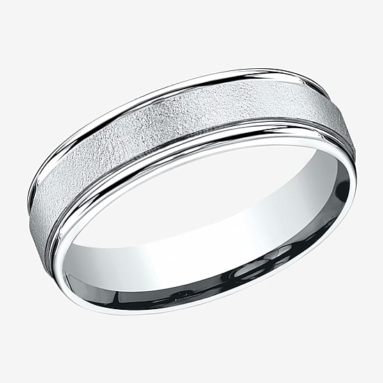  Mens 10K White Gold 6mm Band