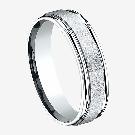  Mens 10K White Gold 6mm Band