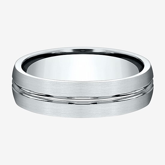 Mens 10K White Gold 6mm Band