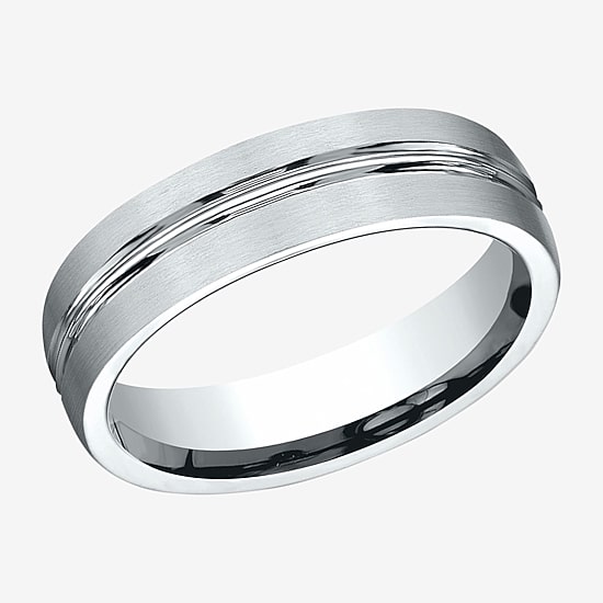  Mens 10K White Gold 6mm Band