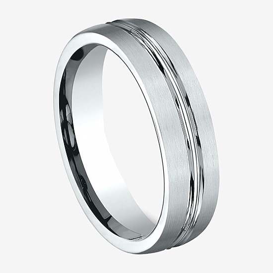  Mens 10K White Gold 6mm Band