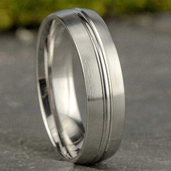  Mens 10K White Gold 6mm Band