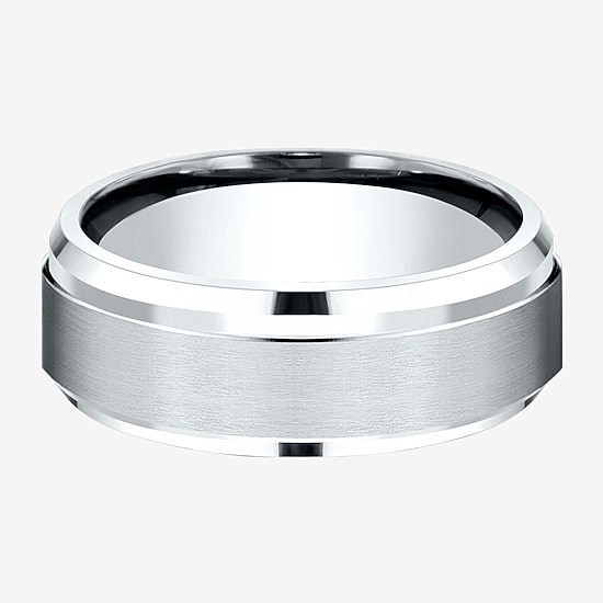 Mens 10K White Gold 8mm Band
