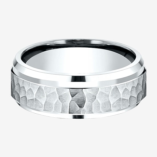  Mens 10K White Gold 8mm Band