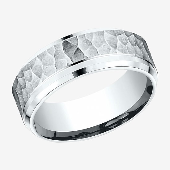  Mens 10K White Gold 8mm Band