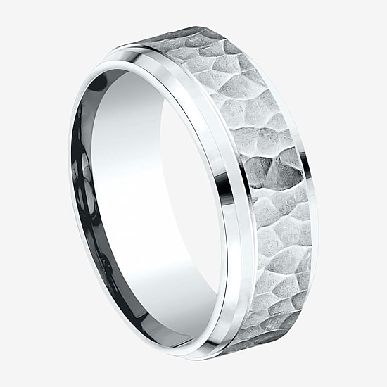  Mens 10K White Gold 8mm Band