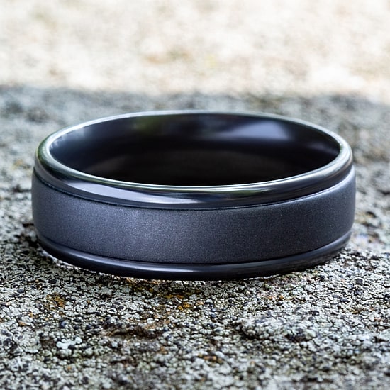 Mens 7mm Tantalum Dark Grey Powder Coated Wedding Band