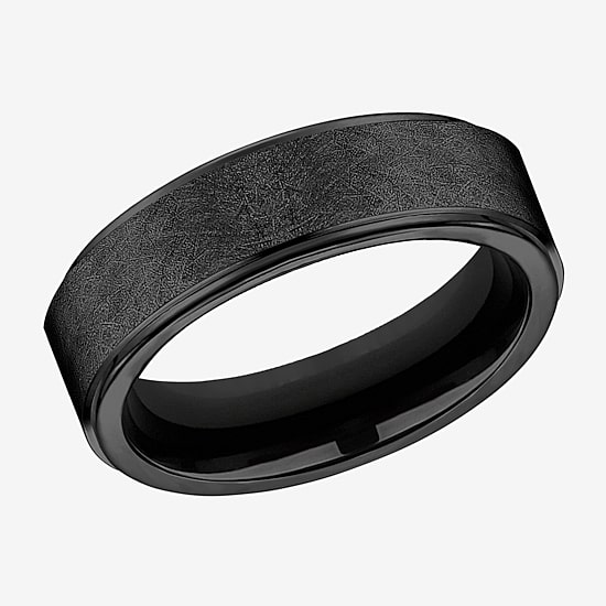  Mens Comfort Fit 7mm Black Titanium Satin Wedding Band