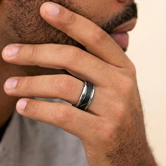 Mens 8MM Cobalt Wedding Band