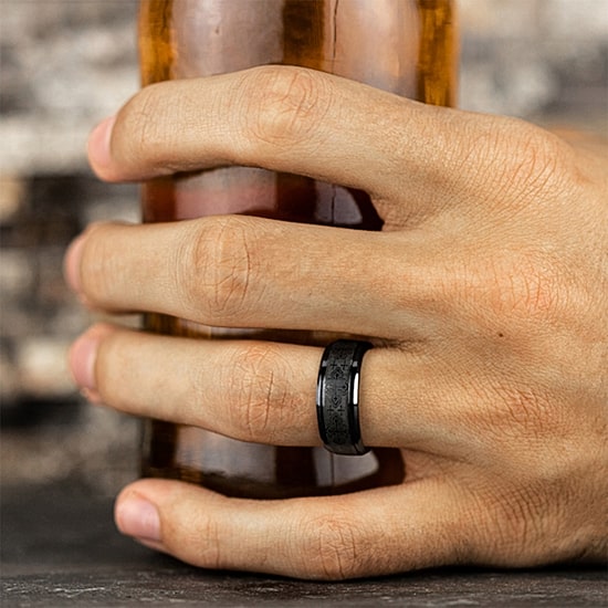  Mens Comfort Fit 9mm Black Titanium Cross Wedding Band
