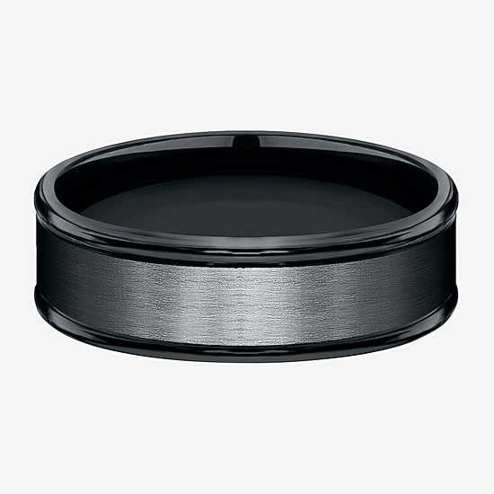 Mens Comfort Fit 7mm Black Cobalt Wedding Band