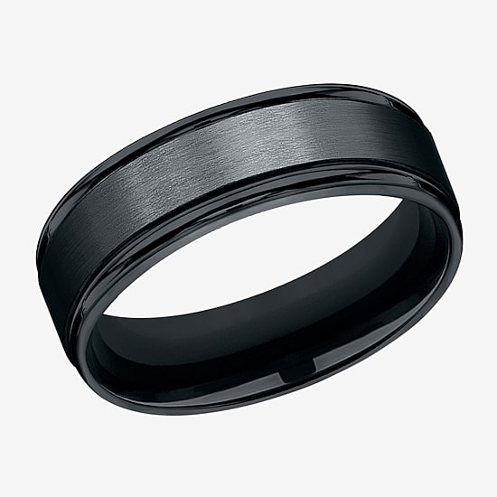  Mens Comfort Fit 7mm Black Cobalt Wedding Band