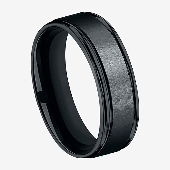  Mens Comfort Fit 7mm Black Cobalt Wedding Band