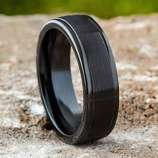  Mens Comfort Fit 7mm Black Cobalt Wedding Band