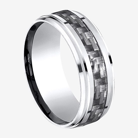 Mens 9mm Cobalt and Carbon Fiber Wedding Band Ring