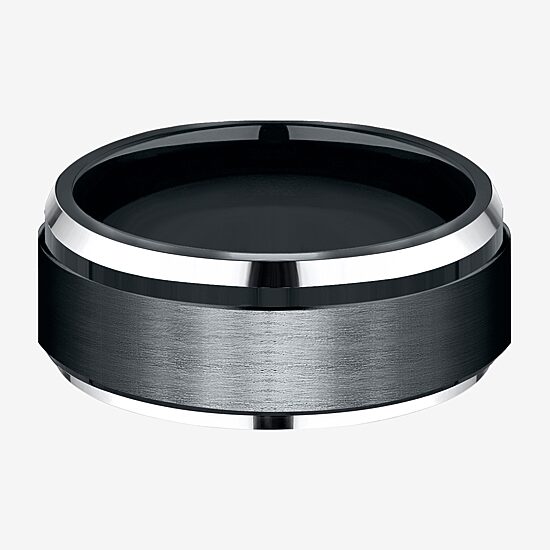 Mens 9mm Black Cobalt Wedding Band