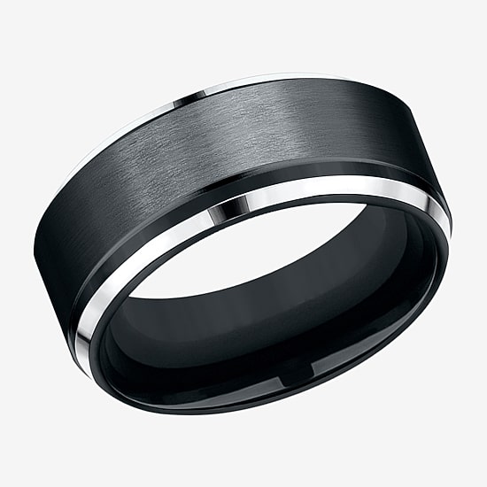 Mens 9mm Black Cobalt Wedding Band