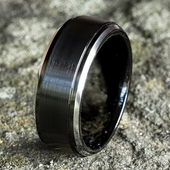 Mens 9mm Black Cobalt Wedding Band