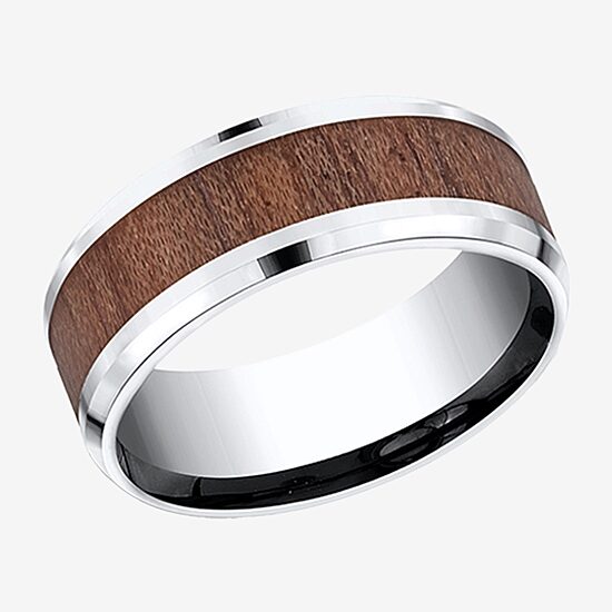  Mens Comfort Fit 8mm Cobalt with Rosewood Inlay Wedding Band